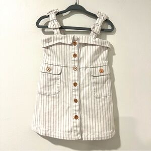 Janie & Jack Striped Bow Strap Button Front Dress